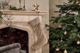 nkuku Karru Cotton Velvet Stocking - Christmas Decorations - One Size - Light Grey
