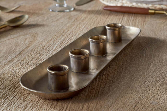 nkuku Amita Long Candle Holder - Candles Holders & Lanterns - One Size - Antique Brass