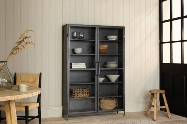 nkuku Takua Iron Cabinet - Storage Furniture - Wide - Dark Grey