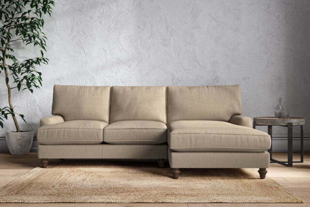 nkuku Marri Right Hand Chaise Sofa - Make To Order - Large - Brera Linen Pebble