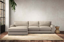 nkuku Guddu Left Hand Chaise Sofa - Make To Order - Medium - Recycled Cotton Stone