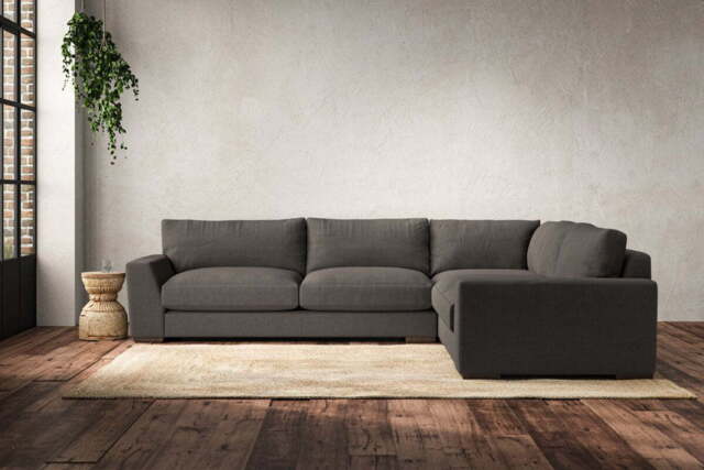 nkuku Guddu Large Right Hand Corner Sofa - Make To Order - Brera Linen Granite - No Colour