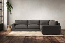 nkuku Guddu Large Right Hand Corner Sofa - Make To Order - Brera Linen Granite - No Colour
