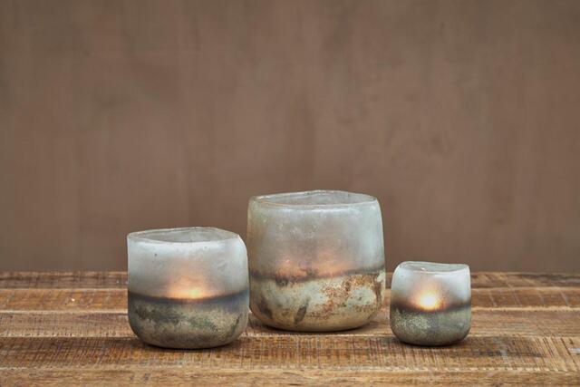 nkuku Ngolo Tealight Holder - Candles Holders & Lanterns - Medium - Aged Smoke