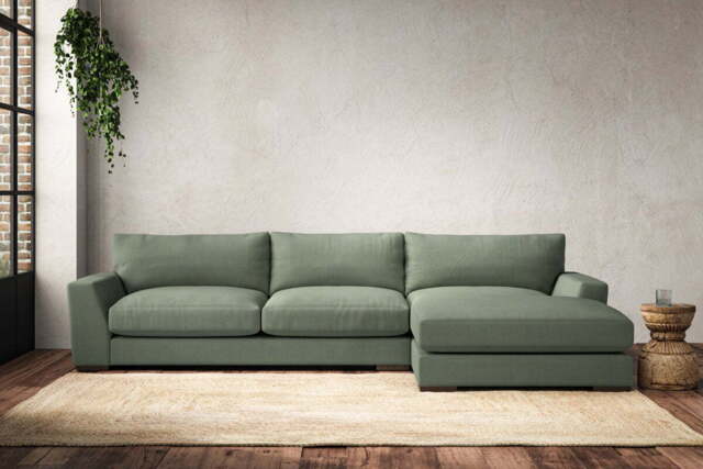 nkuku Guddu Right Hand Chaise Sofa - Make To Order - Large - Brera Linen Jade