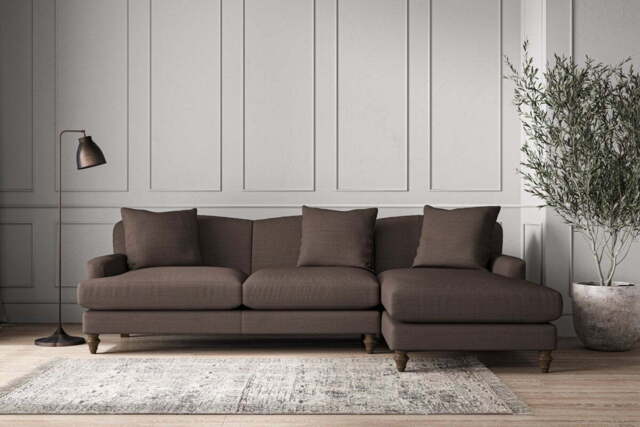 nkuku Deni Right Hand Chaise Sofa - Make To Order - Large - Recycled Cotton Mocha