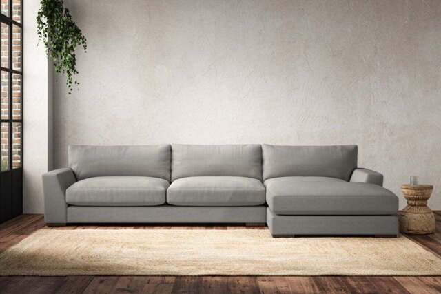 nkuku Guddu Right Hand Chaise Sofa - Make To Order - Grand - Brera Linen Smoke