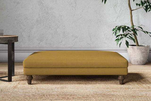 nkuku Marri Large Dining Footstool - Make To Order - Recycled Cotton Ochre - No Colour