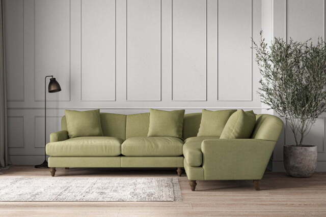 nkuku Deni Large Right Hand Corner Sofa - Make To Order - Brera Linen Sage - No Colour