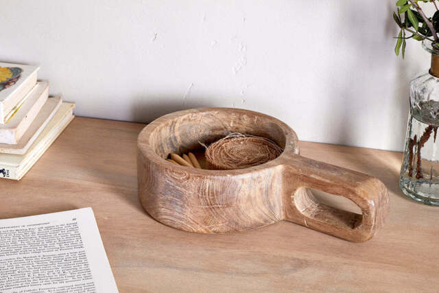 nkuku Okara Reclaimed Wood Traditional Storage Pot - Decorative Accessories - One Size - Natural