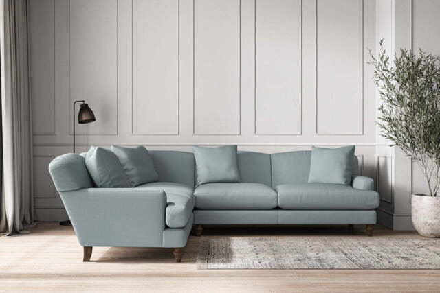 nkuku Deni Left Hand Corner Sofa - Make To Order - Super Grand - Recycled Cotton Horizon