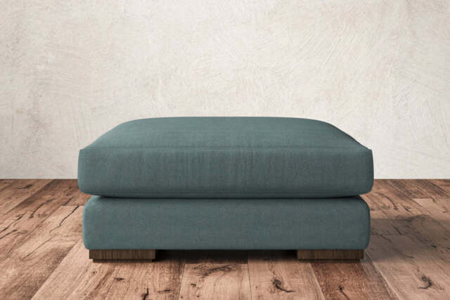 nkuku Guddu Large Dining Footstool - Make To Order - Recycled Cotton Teal - Recycled Cotton Airforce