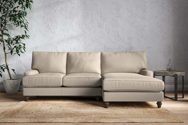 nkuku Marri Large Right Hand Chaise Sofa - Make To Order - Recycled Cotton Stone - No Colour