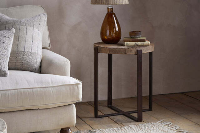 nkuku Chakala Reclaimed Wood Side Table - Tables - One Size - Reclaimed Wood & Iron