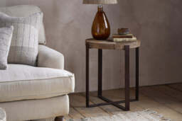 nkuku Chakala Reclaimed Wood Side Table - Tables - One Size - Reclaimed Wood & Iron