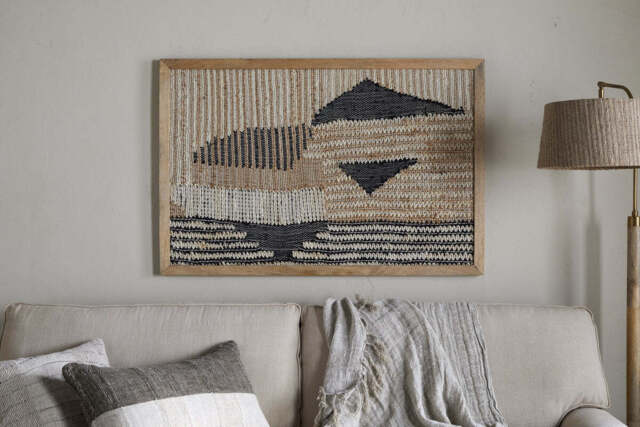 nkuku Birala Large Textured Wall Art - Decorative Accessories - One Size - Natural & Dark Blue