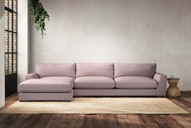 nkuku Guddu Left Hand Chaise Sofa - Make To Order - Grand - Recycled Cotton Lavender
