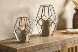 nkuku Mohani Lantern - Candles Holders & Lanterns - Small - Antique Brass