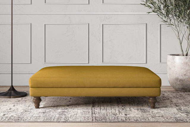 nkuku Deni Dining Footstool - Make To Order - Large - Recycled Cotton Ochre