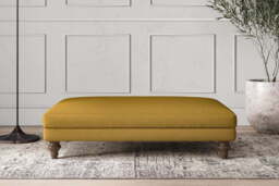 nkuku Deni Large Dining Footstool - Make To Order - Recycled Cotton Ochre - No Colour