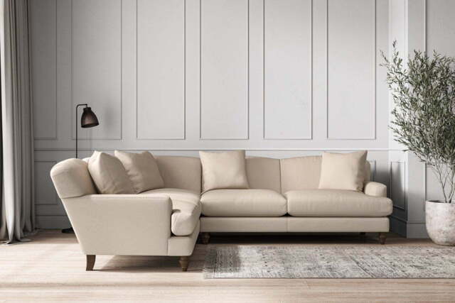 nkuku Deni Left Hand Corner Sofa - Make To Order - Super Grand - Recycled Cotton Natural