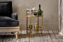 nkuku Nakuru Iron & Glass Drinks Table - Tables - One Size - Brass