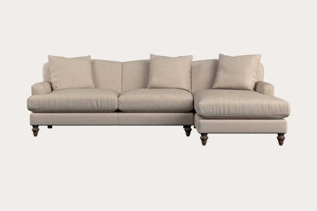 nkuku Deni Large Right Hand Chaise Sofa - Make To Order - Recycled Cotton Natural - No Colour