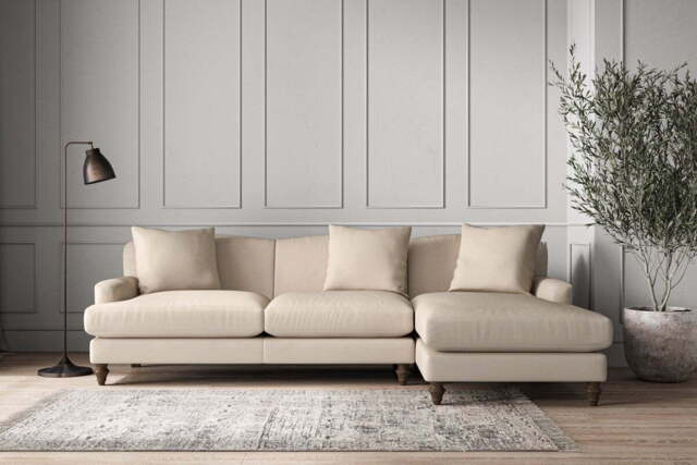 nkuku Deni Right Hand Chaise Sofa - Make To Order - Large - Recycled Cotton Natural