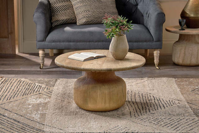 nkuku Vivan Grooved Wood Coffee Table - Tables - One Size - Natural