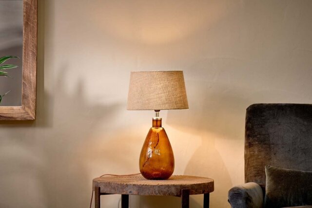 nkuku Baba Recycled Glass Lamp - Lamps - Small Tall - Burnt Amber