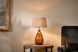 nkuku Baba Recycled Glass Lamp - Lamps - Small Tall - Burnt Amber