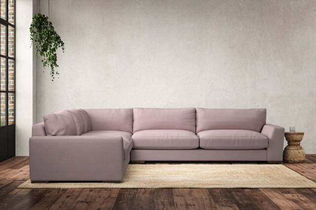 nkuku Guddu Left Hand Corner Sofa - Make To Order - Grand - Recycled Cotton Lavender