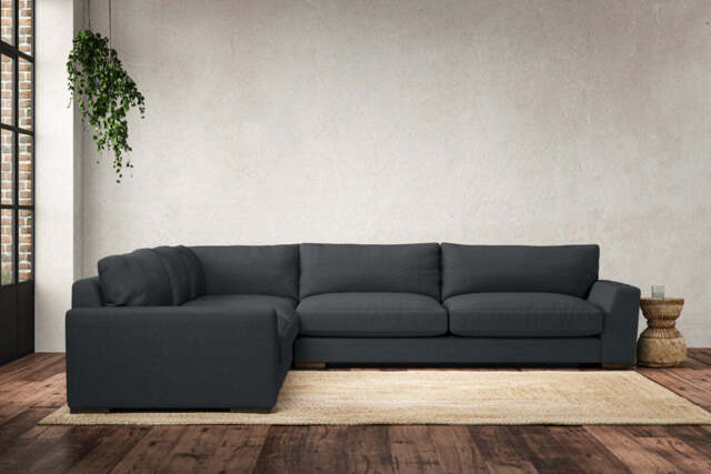 nkuku Guddu Left Hand Corner Sofa - Make To Order - Grand - Recycled Cotton Thunder
