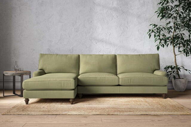 nkuku Marri Left Hand Chaise Sofa - Make To Order - Grand - Brera Linen Sage