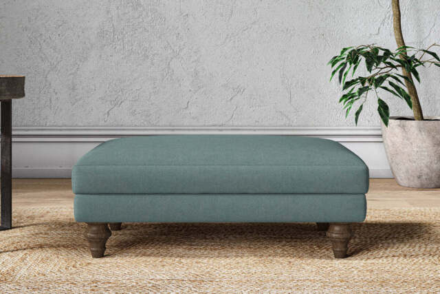 nkuku Marri Dining Footstool - Make To Order - Medium - Recycled Cotton Airforce