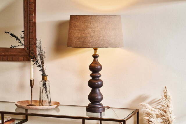 nkuku Manua Wood Table Lamp - Lamps - Large - Dark Stain