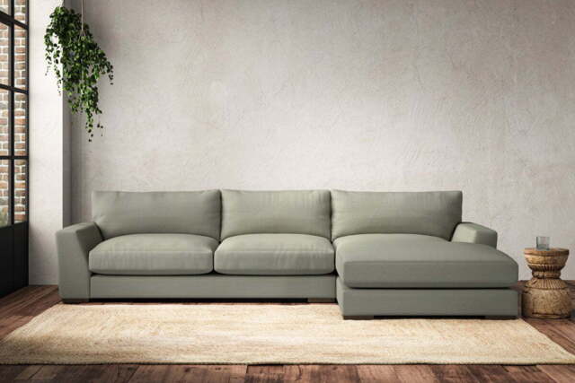 nkuku Guddu Right Hand Chaise Sofa - Make To Order - Large - Recycled Cotton Seaspray