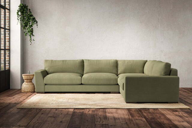nkuku Guddu Large Right Hand Corner Sofa - Make To Order - Brera Linen Sage - No Colour