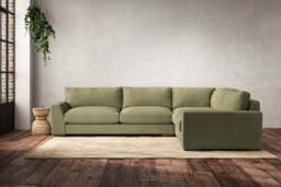 nkuku Guddu Large Right Hand Corner Sofa - Make To Order - Brera Linen Sage - No Colour