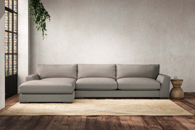 nkuku Guddu Left Hand Chaise Sofa - Make To Order - Grand - Recycled Cotton Flax