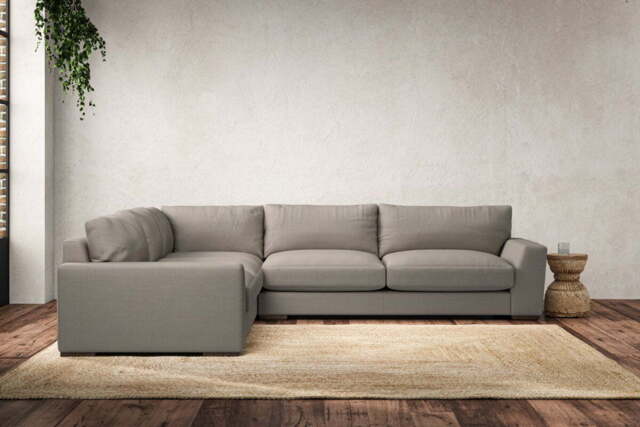 nkuku Guddu Left Hand Corner Sofa - Make To Order - Large - Recycled Cotton Flax