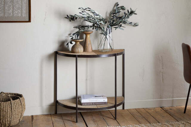 nkuku Aasha Mango Wood Half Moon Console Table - Tables - One Size - Natural