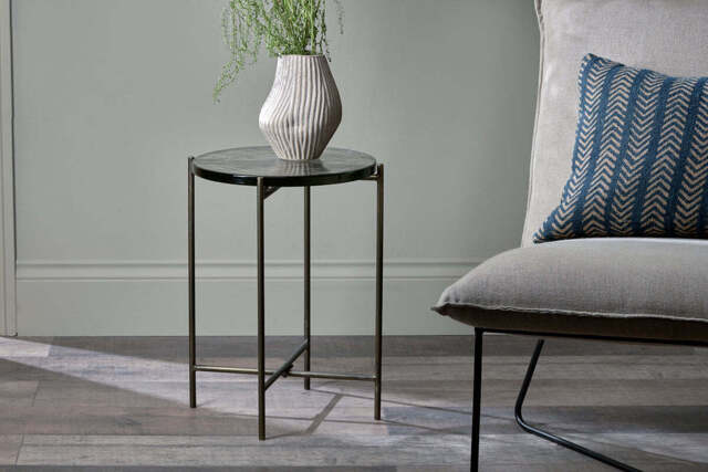 nkuku Aluva Glass Side Table - Tables - One Size - Antique Brass