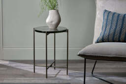 nkuku Aluva Glass Side Table - Tables - One Size - Antique Brass