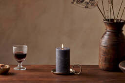 nkuku Rustic Soy Blend Pillar Candle - Candles & Home Fragrance - Small - Charcoal