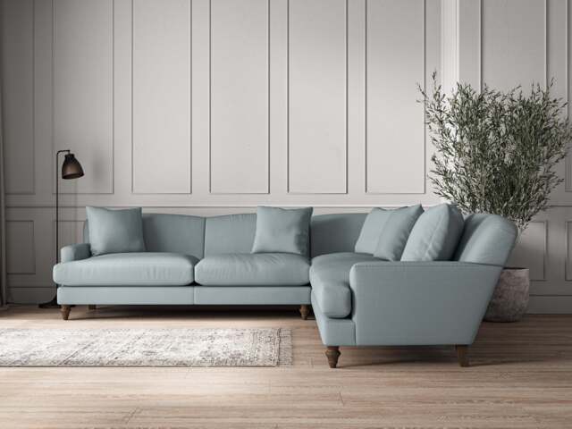 nkuku Deni Corner Sofa - Make To Order - Grand - Recycled Cotton Horizon