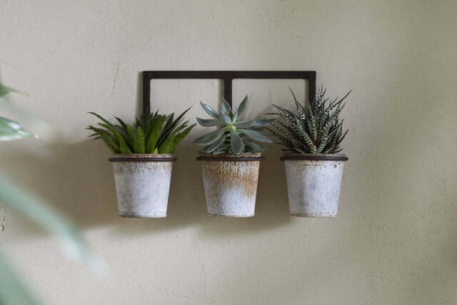 nkuku Tukana Triple Wall Hung Planter - Vases & Planters - One Size - Zinc