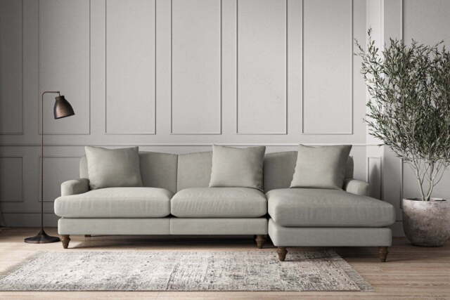 nkuku Deni Right Hand Chaise Sofa - Make To Order - Large - Brera Linen Smoke
