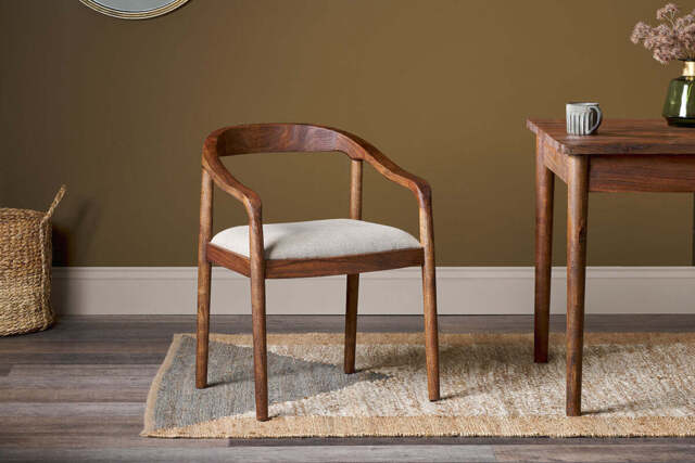 nkuku Anbu Acacia Upholstered Dining Chair - Seating - One Size - Washed Walnut