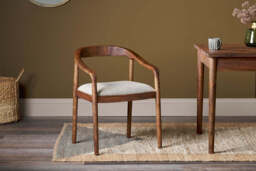 nkuku Anbu Acacia Upholstered Dining Chair - Seating - One Size - Washed Walnut